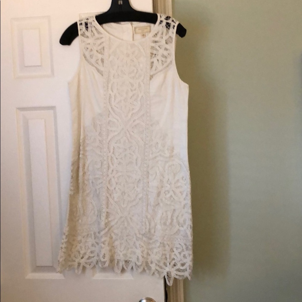 Anthropologie white lace shift dress